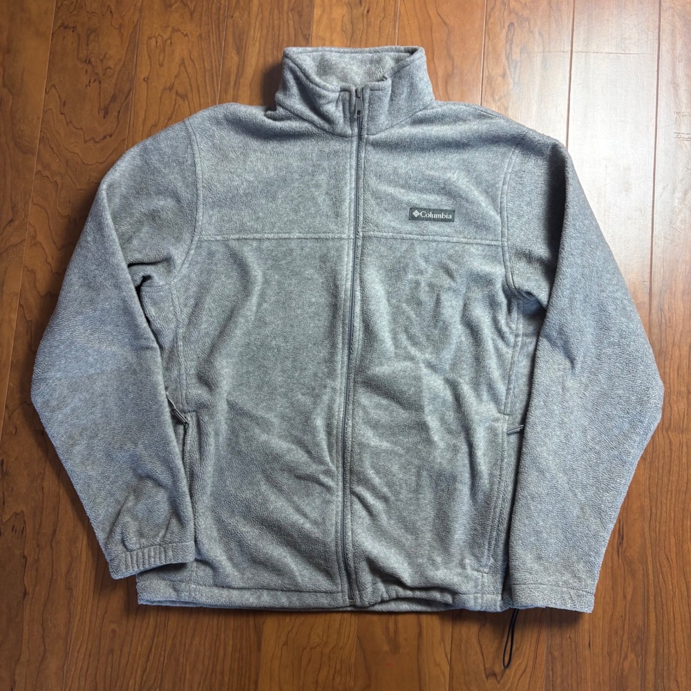 Columbia Mens Full Zip Fleece Jacket Gray Steens Mountain Size Large L Heather